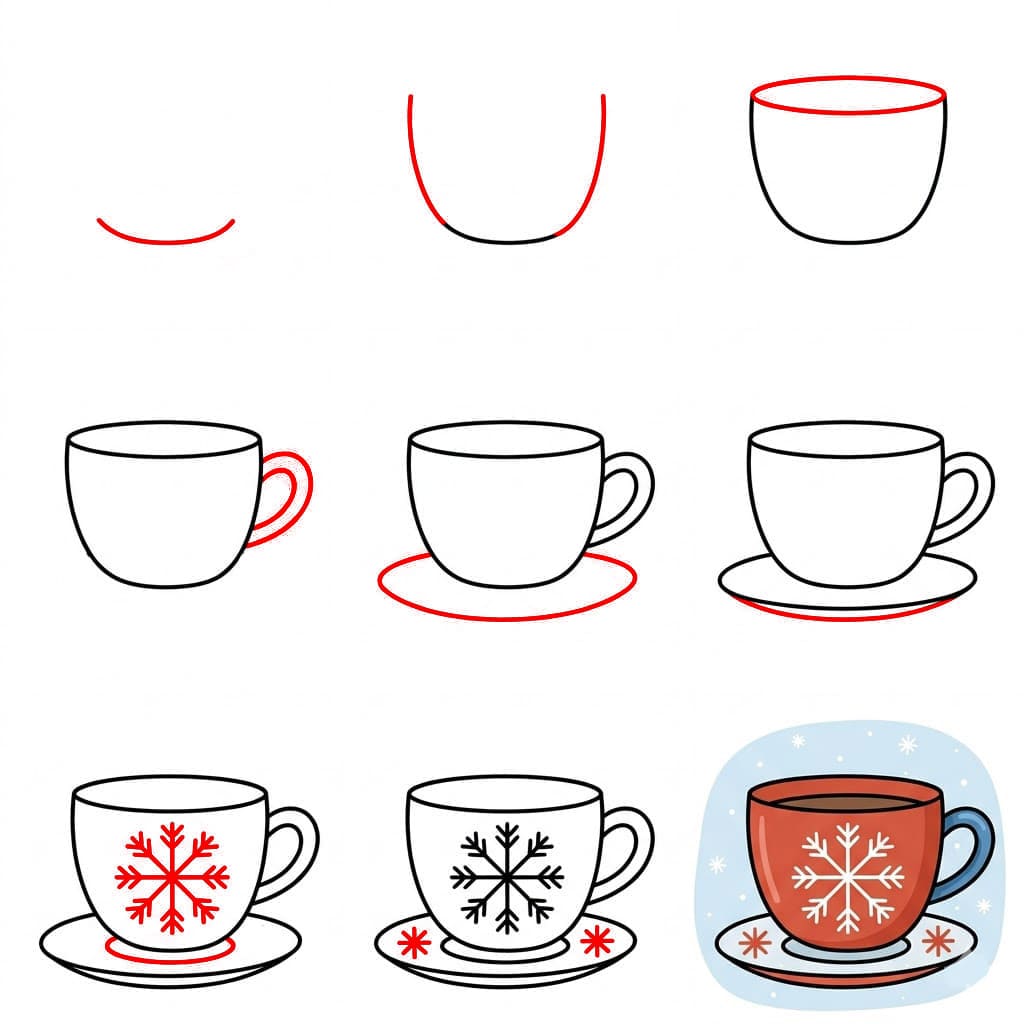 Tasse à thé flocon de neige dessin