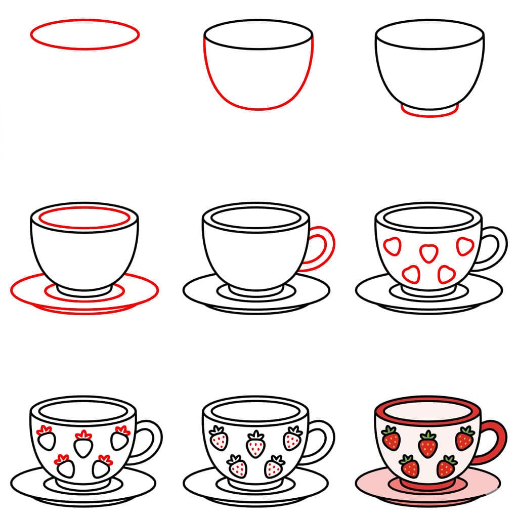 Tasse à thé fraise dessin