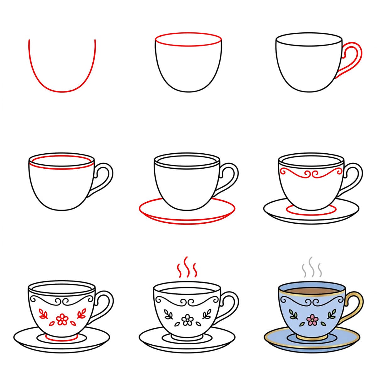 Tasse à thé royale dessin