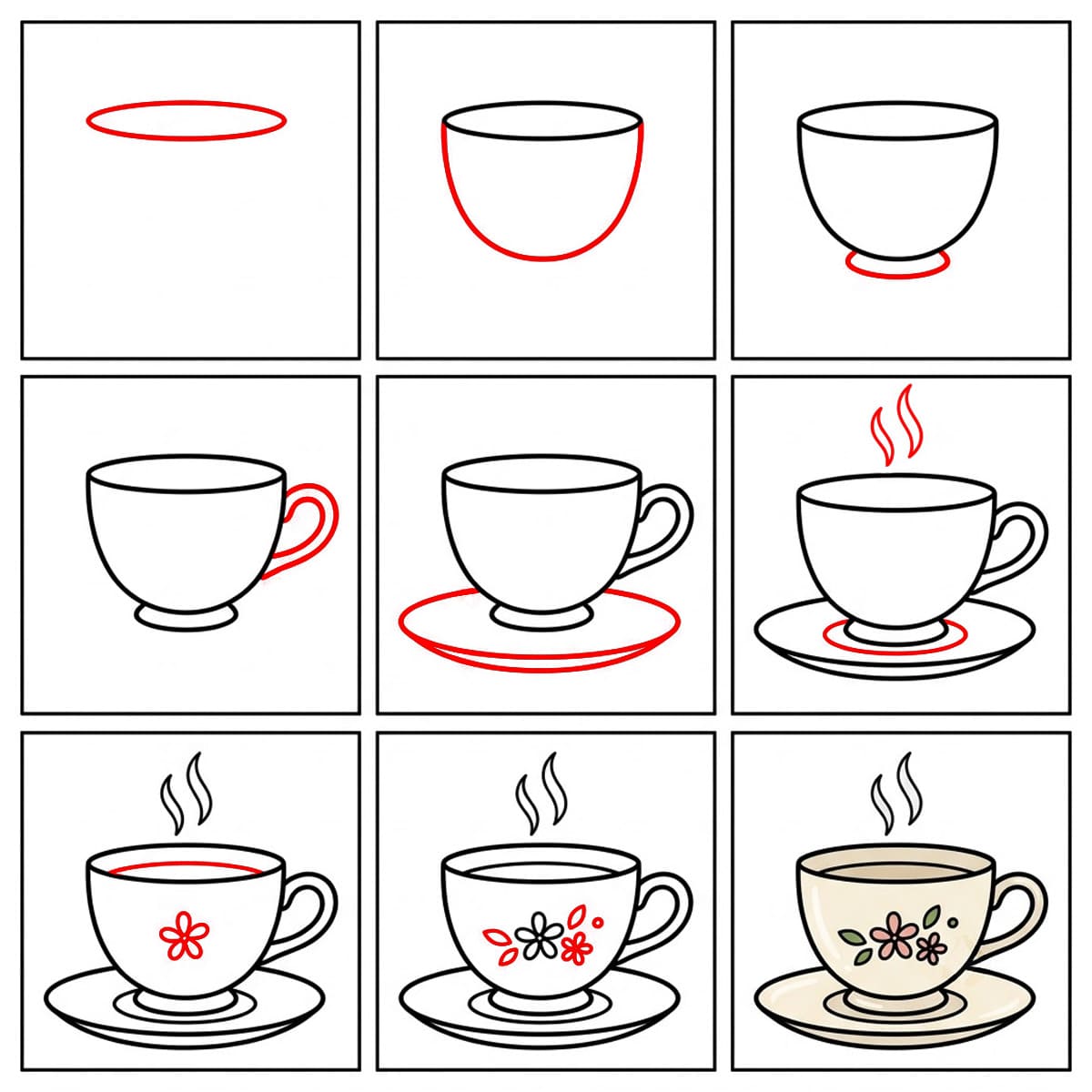 Tasse à thé simple dessin
