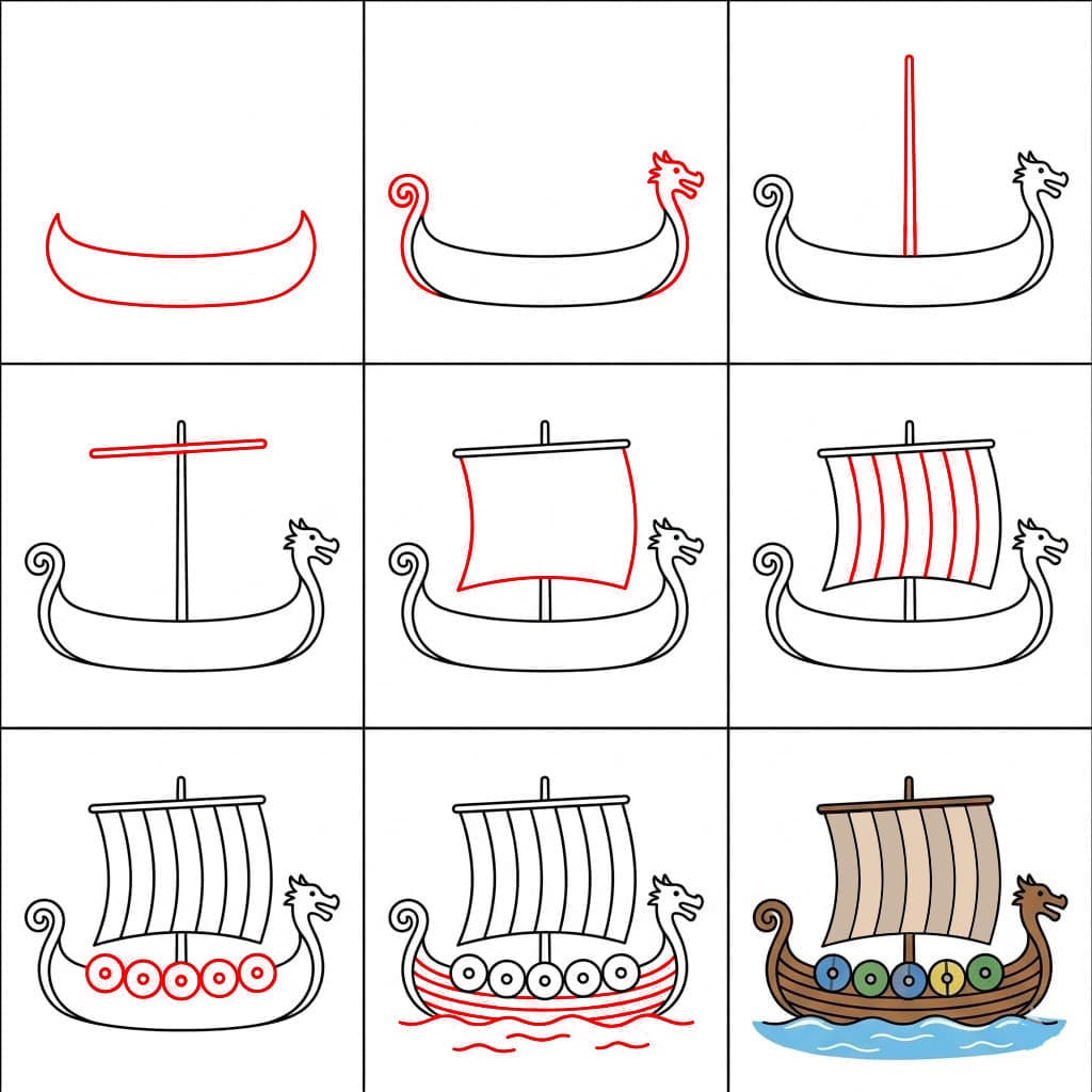 Vieux bateau viking dessin