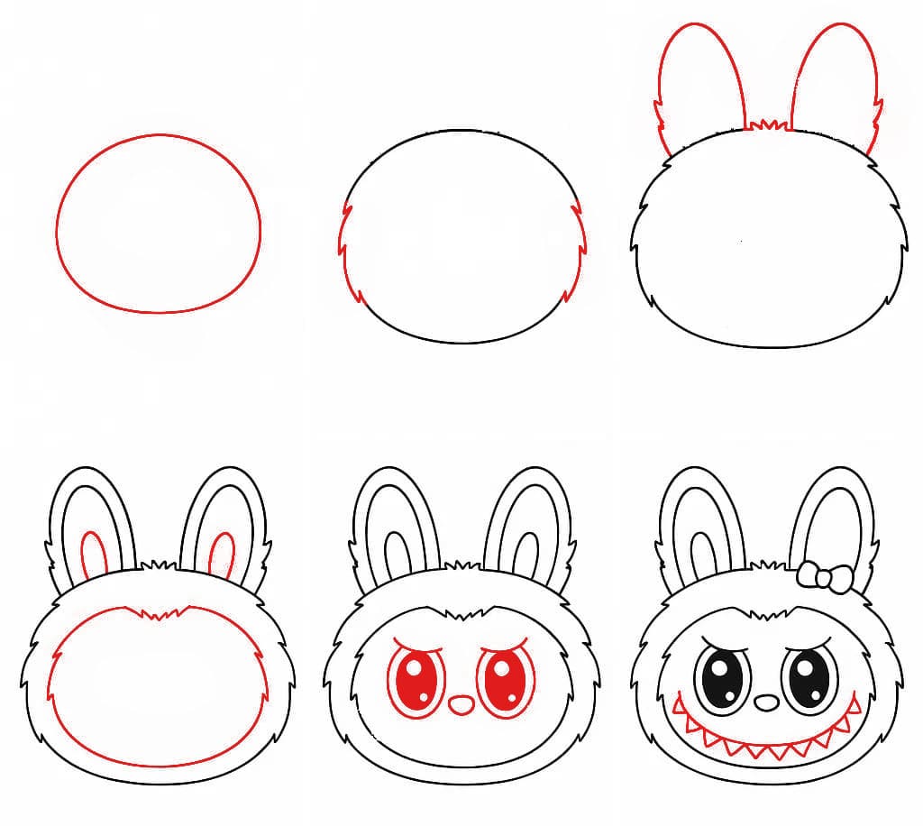 Visage Mignon de Labubu dessin