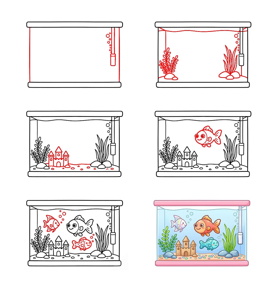 Aquarium de poissons dessin
