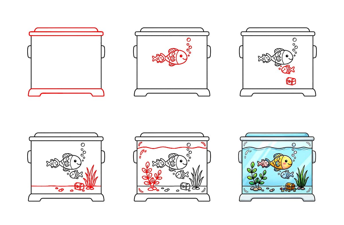 Aquarium dessin animé mignon dessin