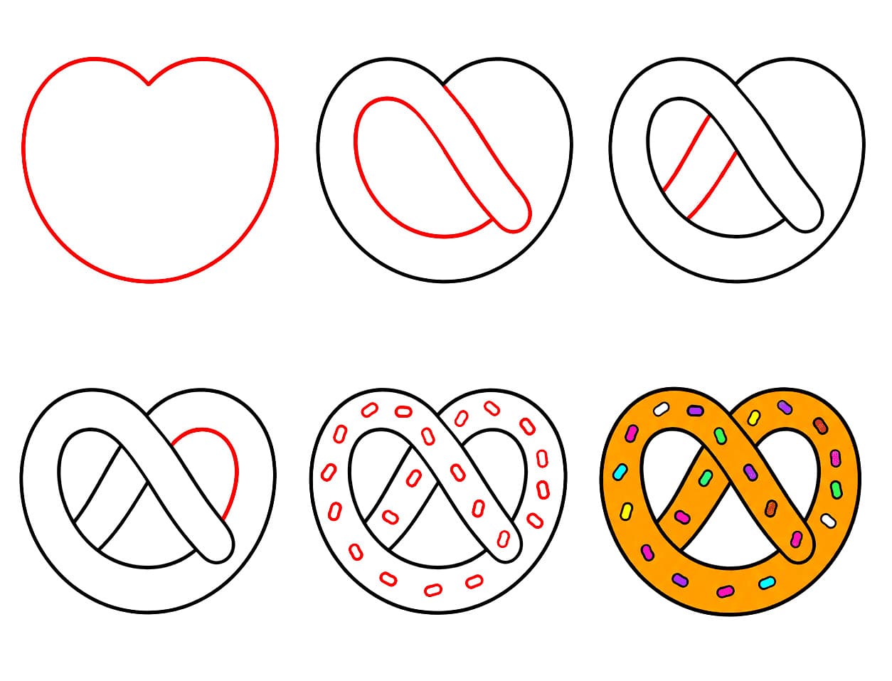Bretzel aux vermicelles colorés dessin