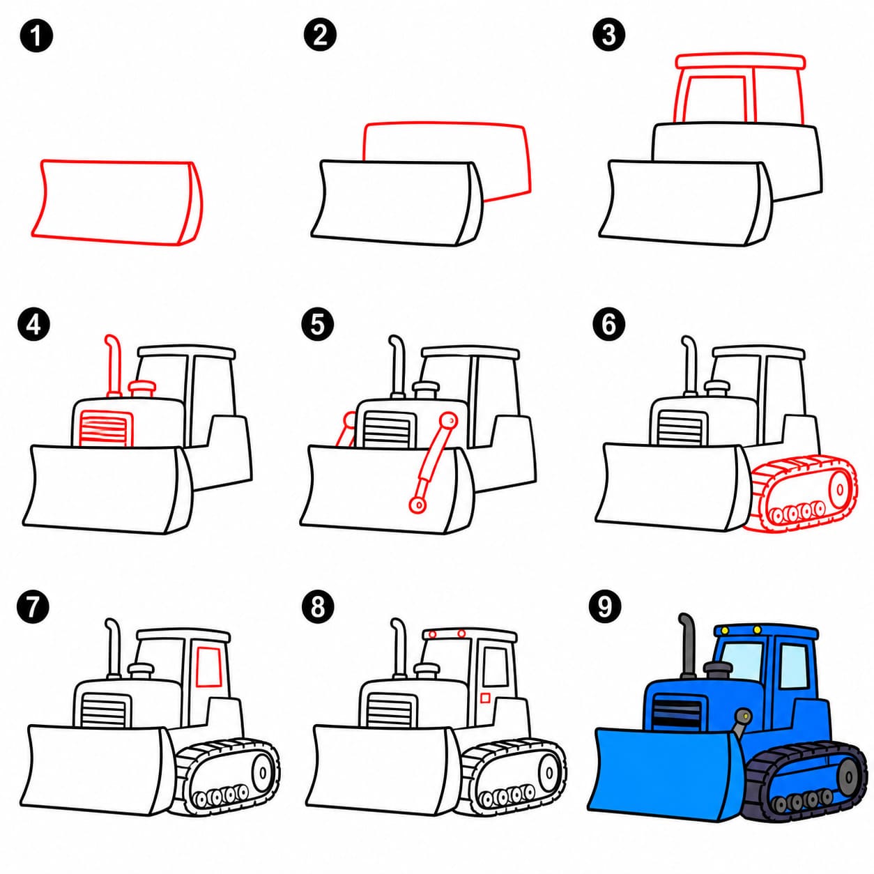 Bulldozer bleu à imprimer dessin
