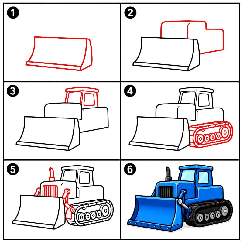 Bulldozer bleu dessin