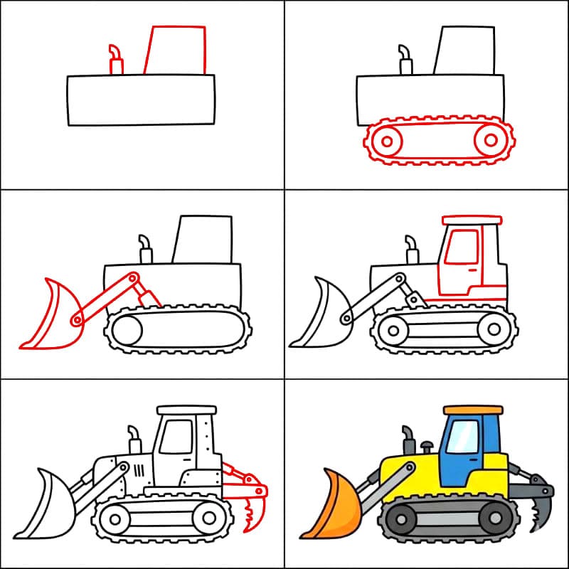 Bulldozer coloré dessin