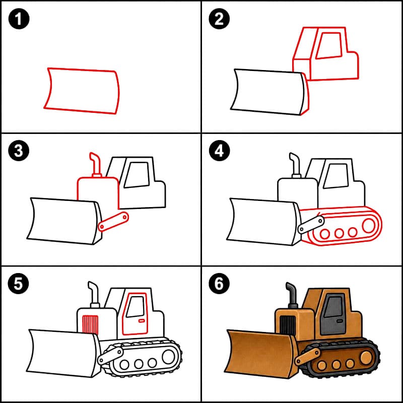 Bulldozer marron dessin