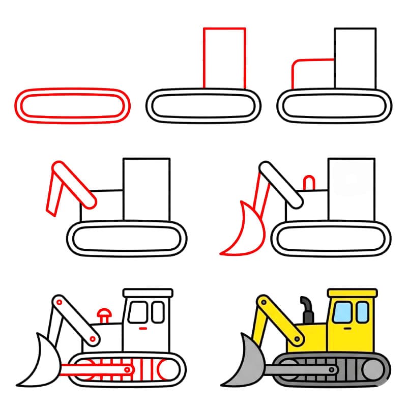Bulldozer minimaliste dessin