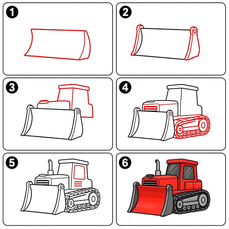 Bulldozer rouge dessin