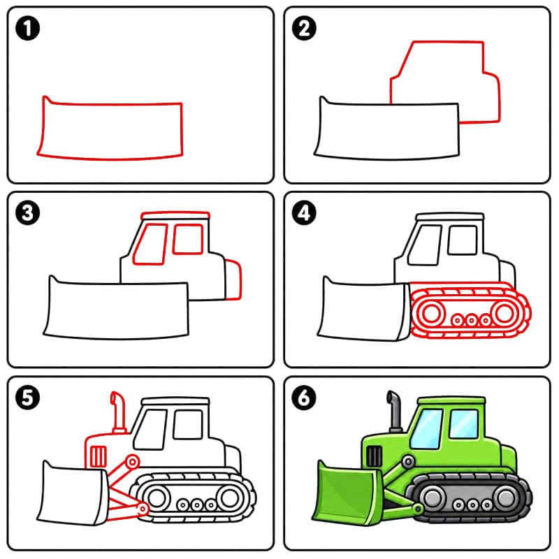 Bulldozer vert dessin