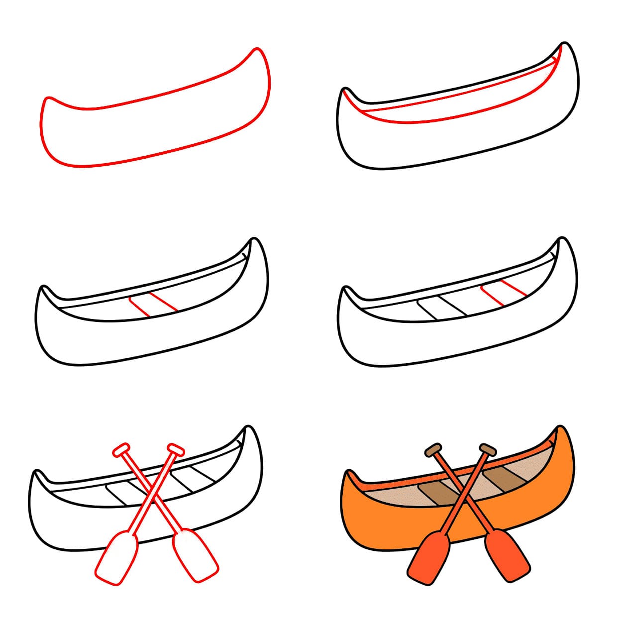 Canoë coloré dessin