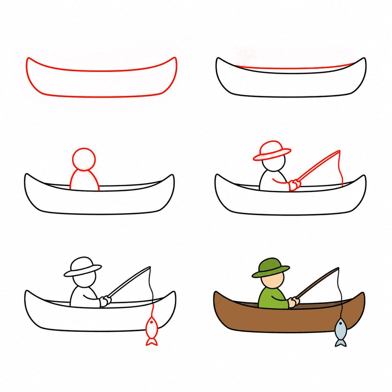 Canoë de pêche dessin