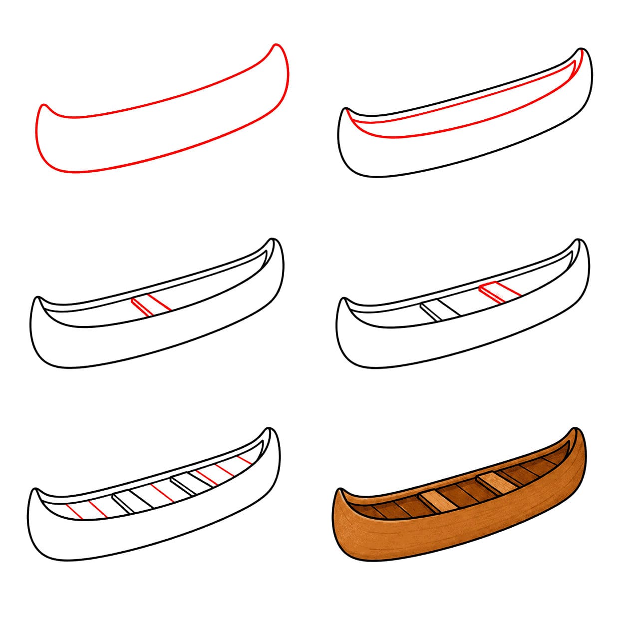 Canoë en bois dessin