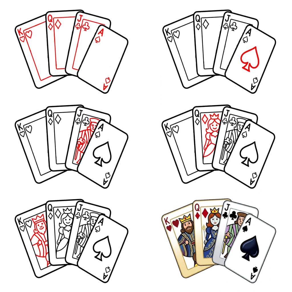 Cartes à jouer en éventail dessin