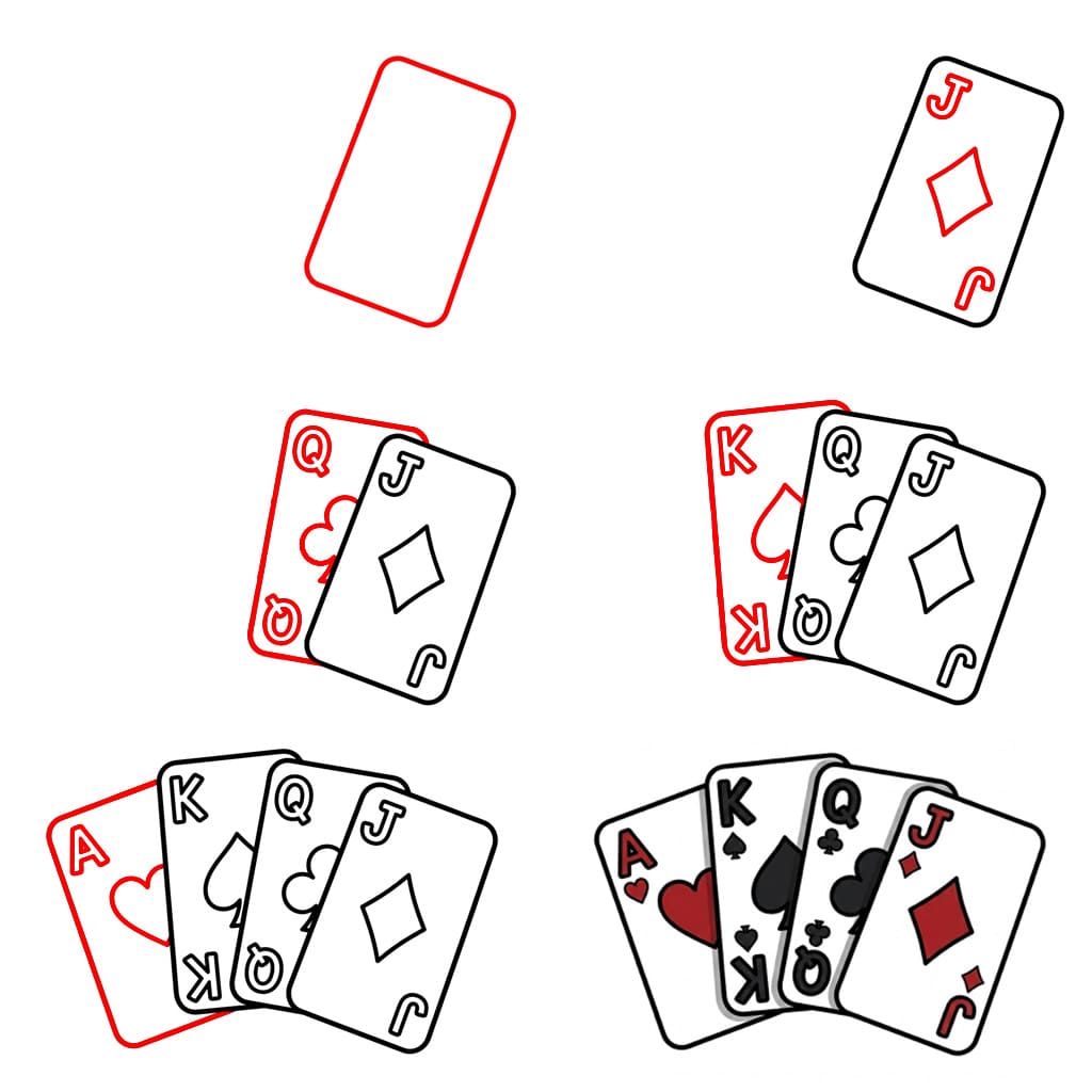 Cartes à jouer en pile dessin