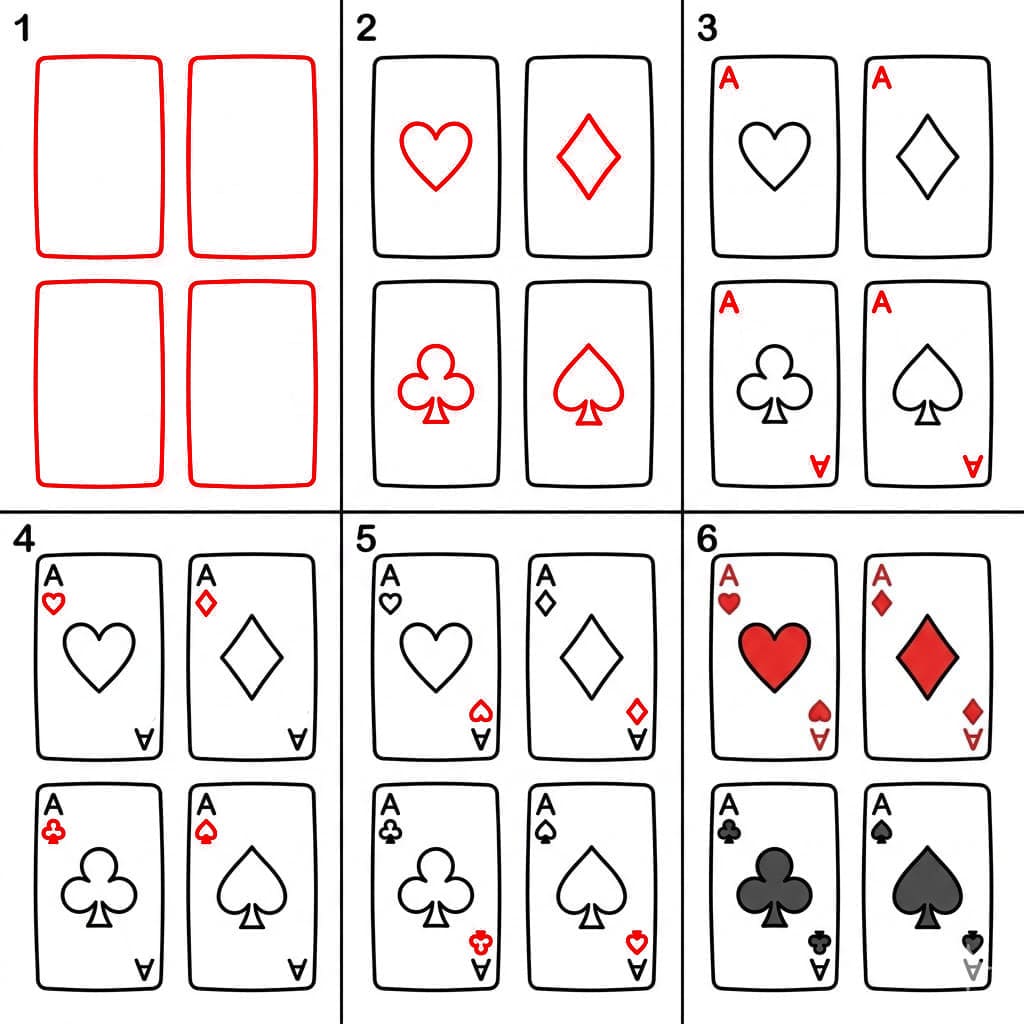 Cartes à jouer quatre As dessin