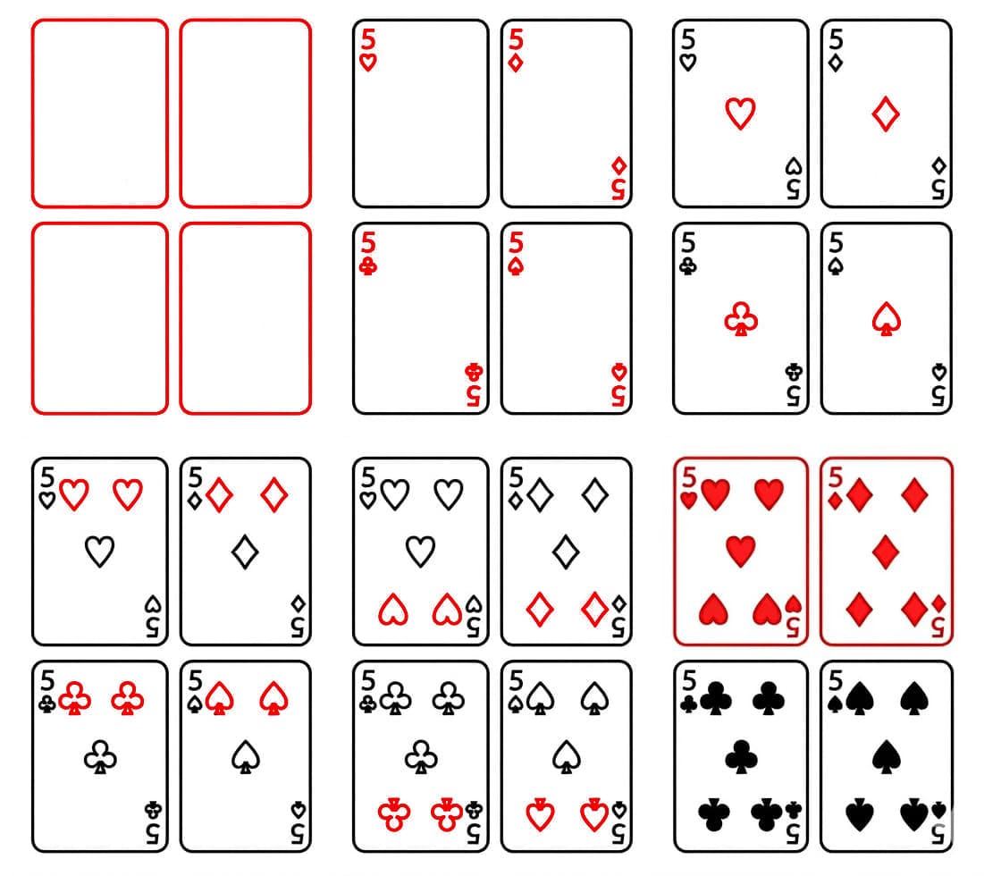 Cartes à jouer quatre Cinq dessin