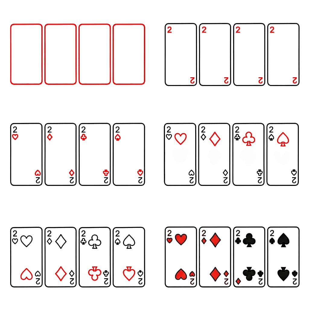 Cartes à jouer quatre Deux dessin