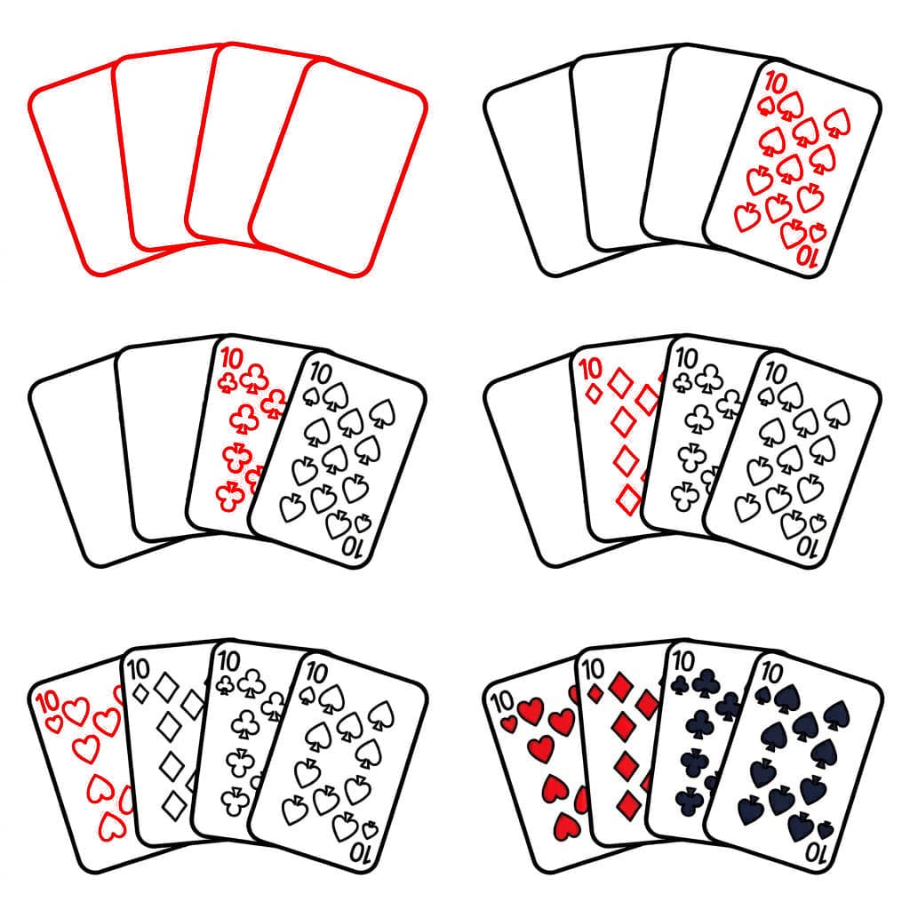 Cartes à jouer quatre Dix dessin