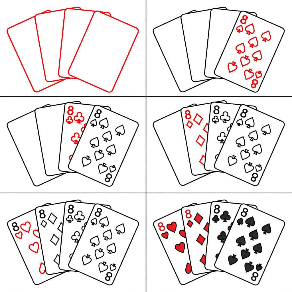 Cartes à jouer quatre Huit dessin