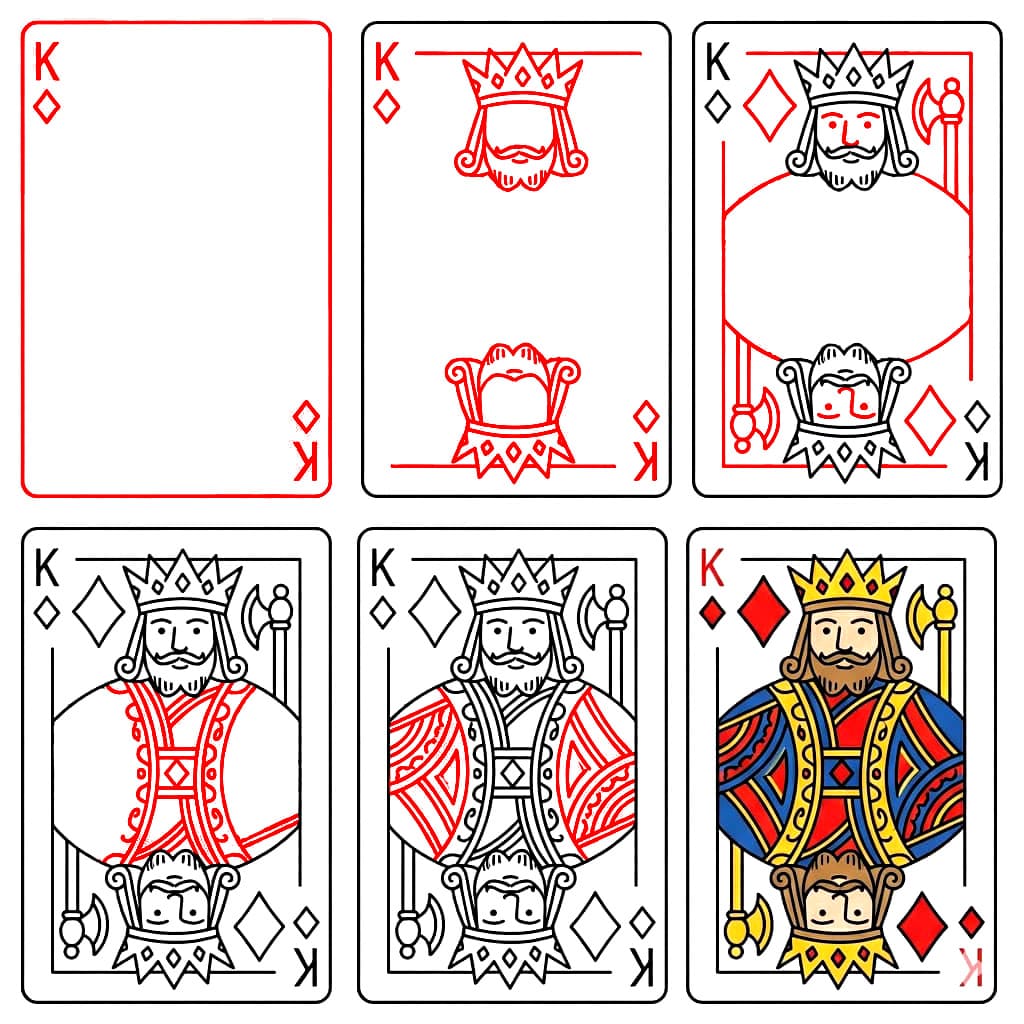 Cartes à jouer Roi de carreau dessin