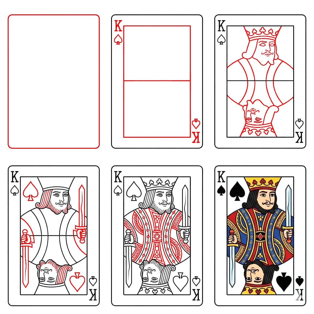 Cartes à jouer Roi de pique dessin