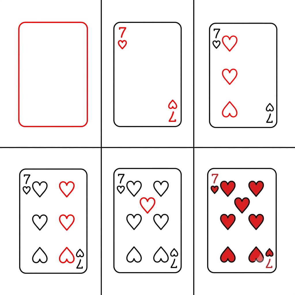 Cartes à jouer Sept de cœur dessin