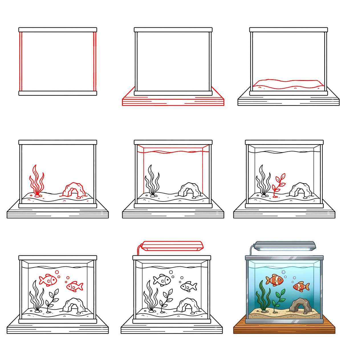 Château d'aquarium dessin