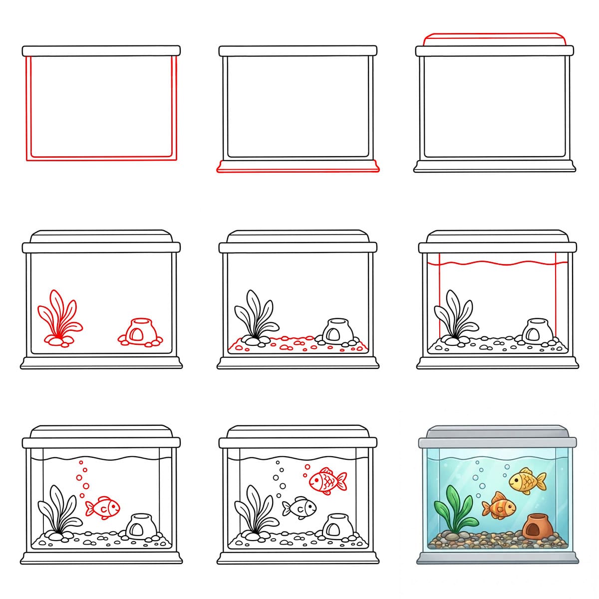 Contour d'aquarium dessin