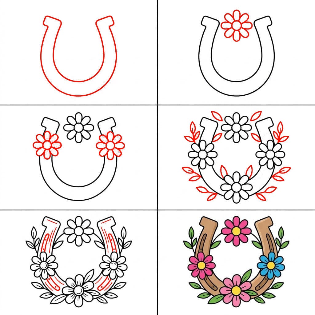 Fer à cheval fleuri dessin