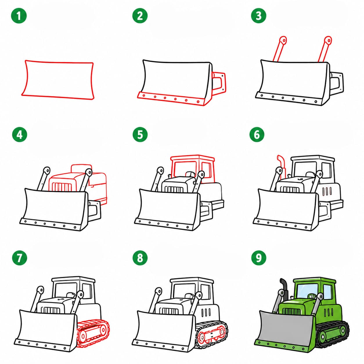Image d'un bulldozer vert dessin