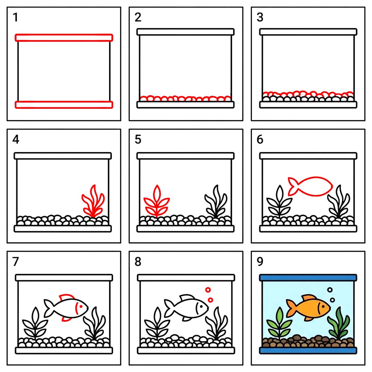 Océan d'aquarium dessin