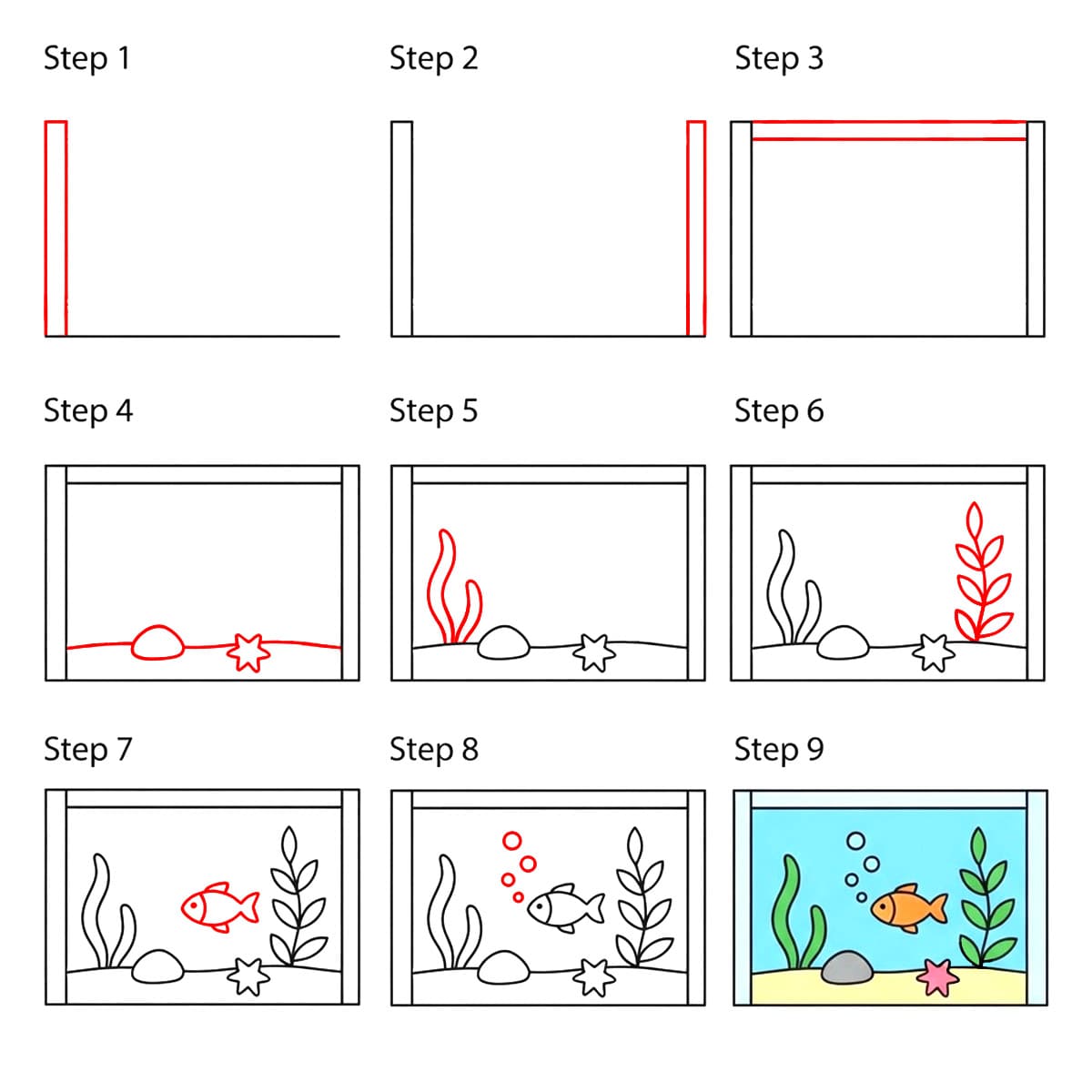 Scène d'aquarium dessin