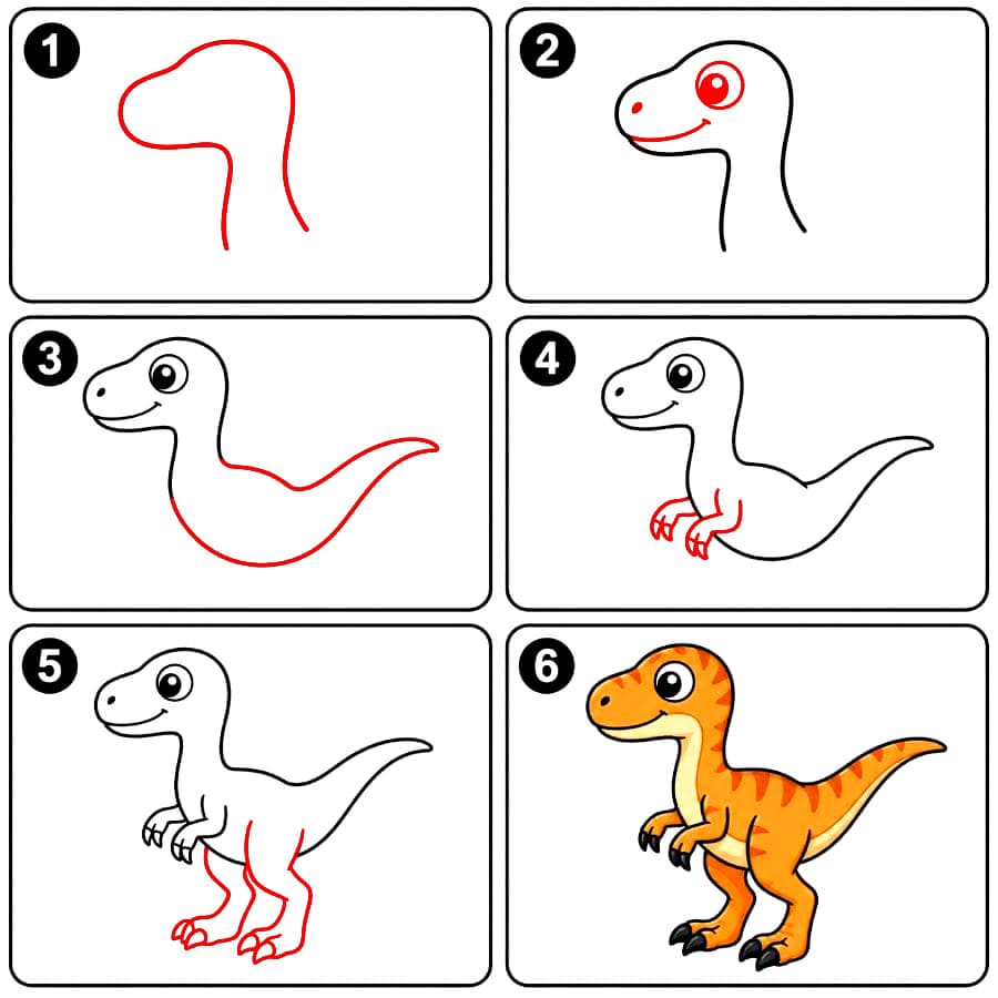 Adorable vélociraptor dessin