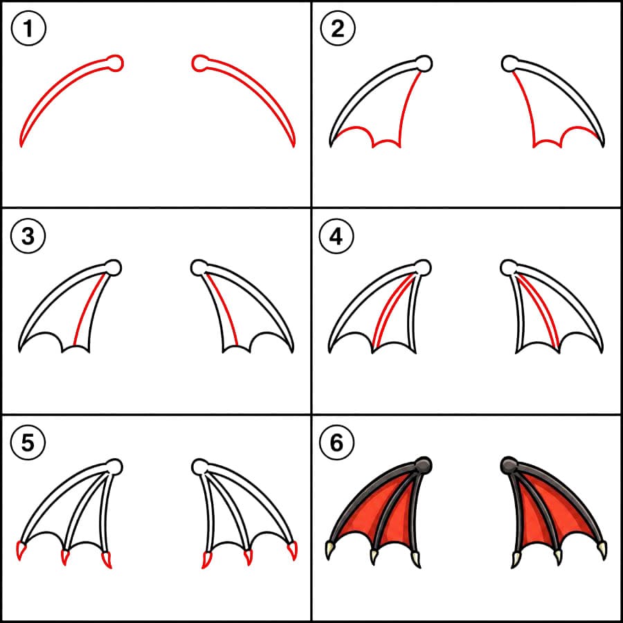 Ailes de dragon chauve-souris classiques dessin