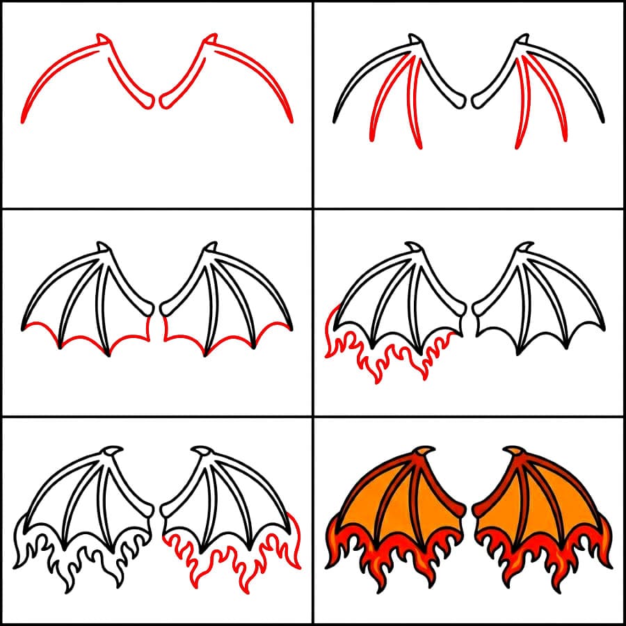 Ailes de dragon de feu dessin