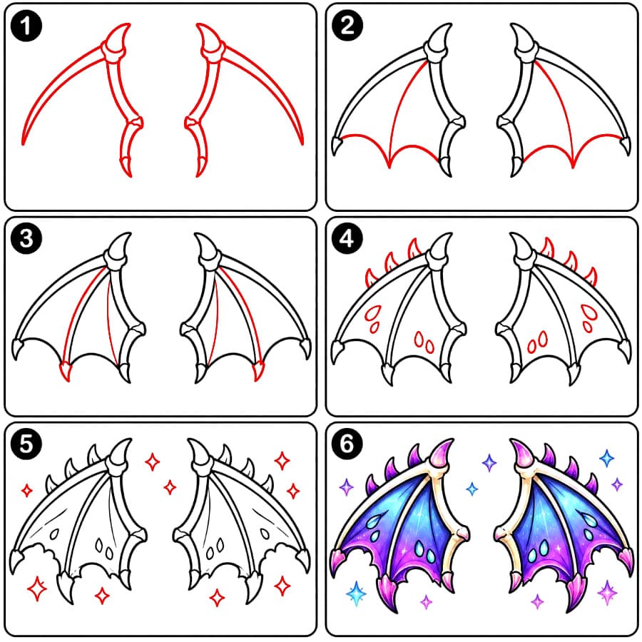 Ailes de dragon dégradées dessin