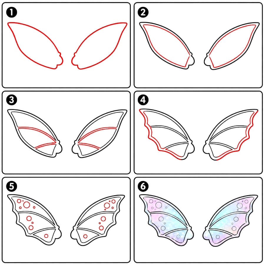 Ailes de dragon féeriques transparentes dessin