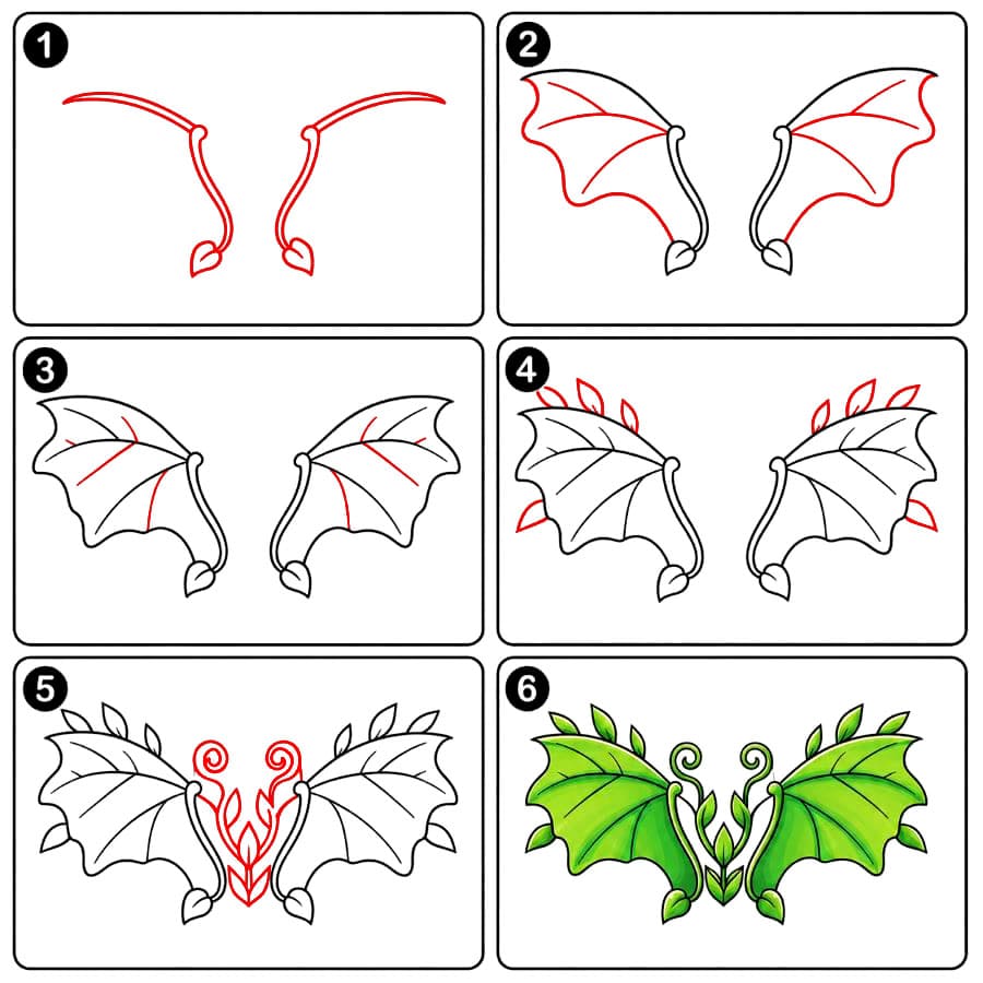 Ailes de dragon feuille dessin