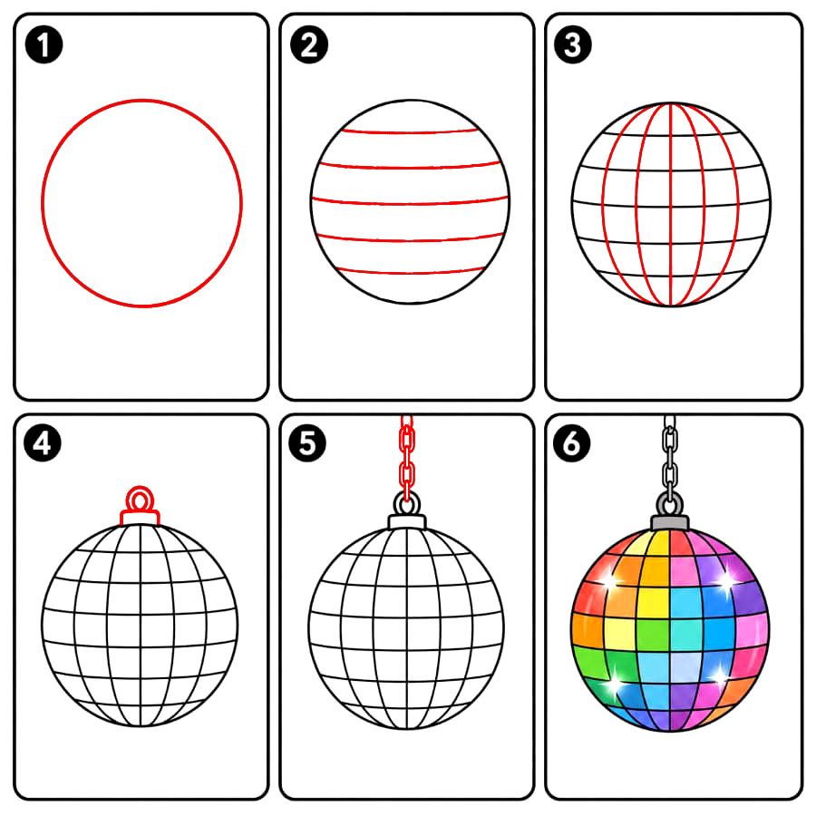 Boule à Facettes Arc-en-Ciel dessin