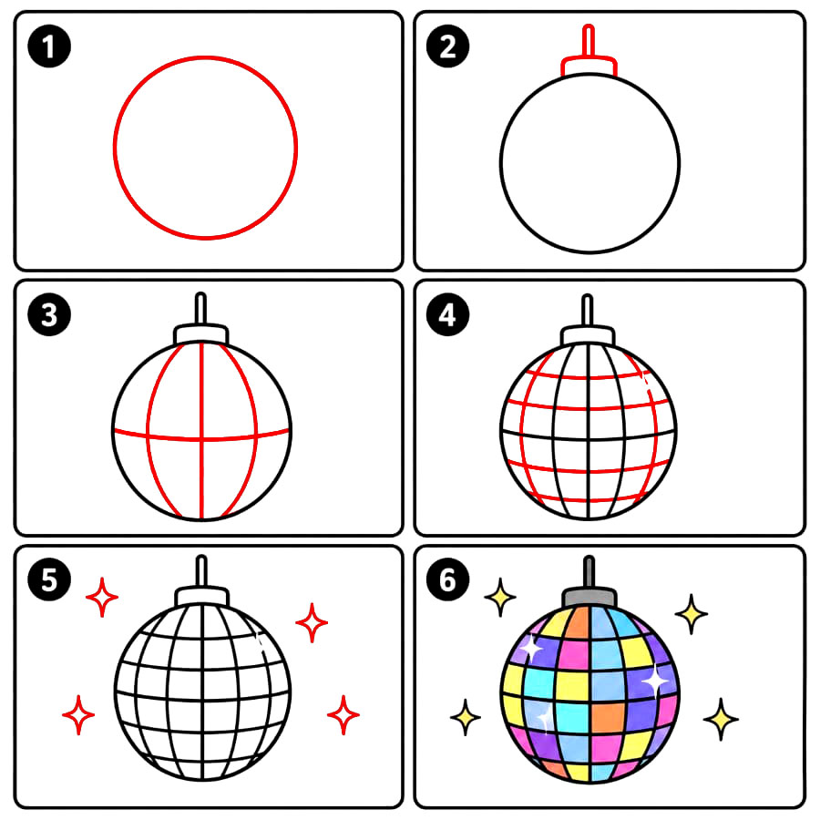Boule à Facettes Colorée dessin