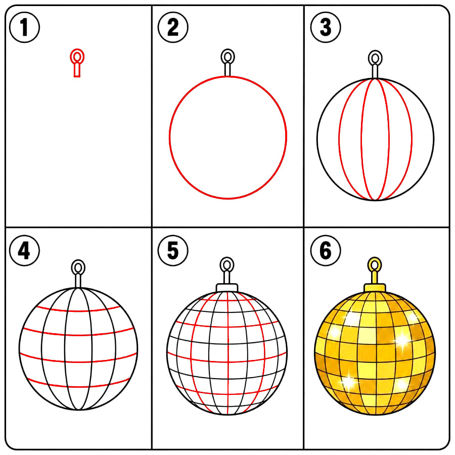 Boule à Facettes Dorée dessin