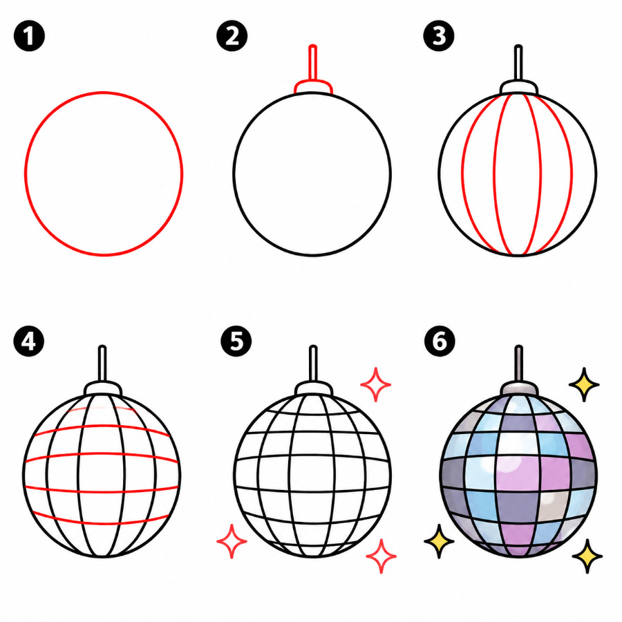 Boule à Facettes Lumineuse dessin