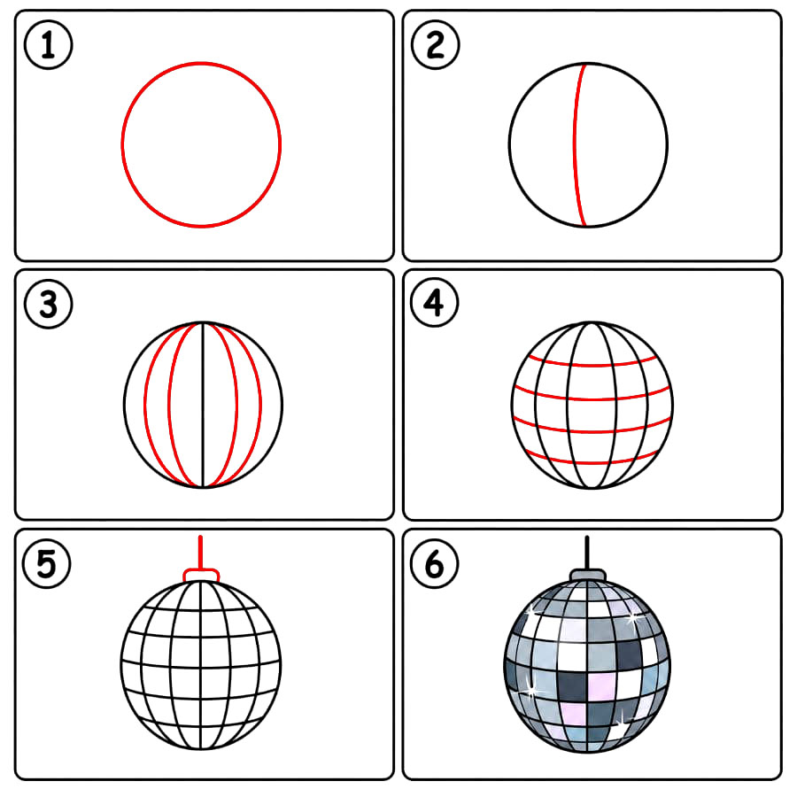 Boule à Facettes Métallique dessin