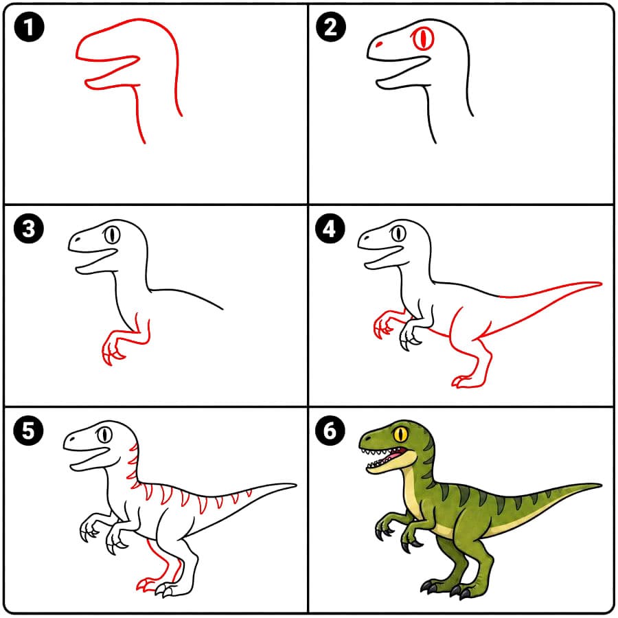 Dinosaure vélociraptor dessin