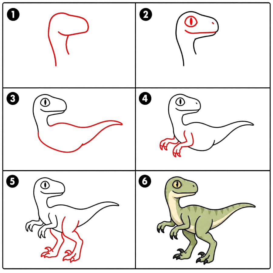 Dinosaure vélociraptor Jurassique dessin