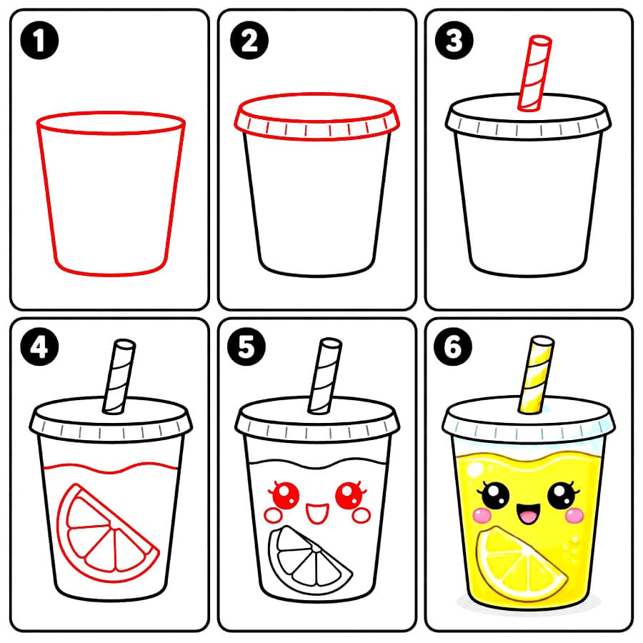 Gobelet à limonade kawaii dessin