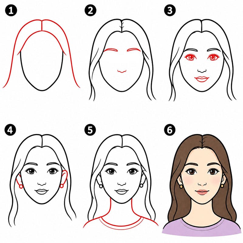 Image gratuite de visage de femme dessin